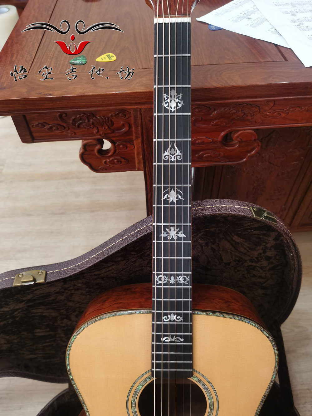 型号WK-001-OM_球形巴花客户定制款 - 手工吉他指板