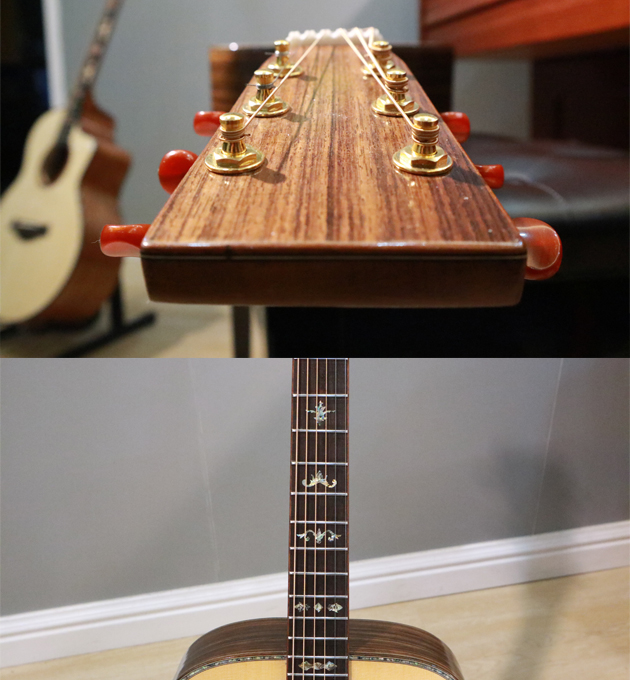 手工吉他WK-085-D印度玫瑰木背侧板+5A西提卡云杉-琴头